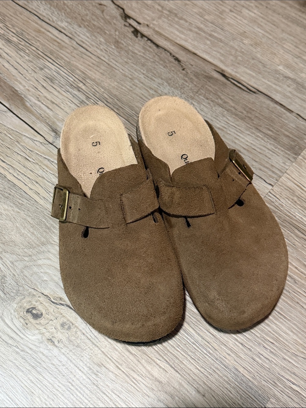 Quince Brown Suede Slip-On Clog with Buckle